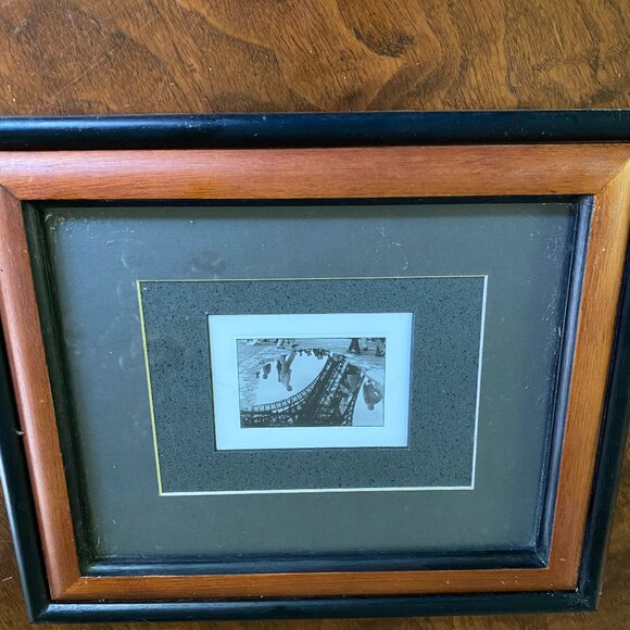 Eiffel Tower reflected in a puddle Bruno Bourel vintage photo framed